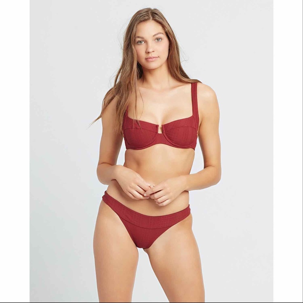 L*Space Pointelle Rib Camellia Bikini Top
